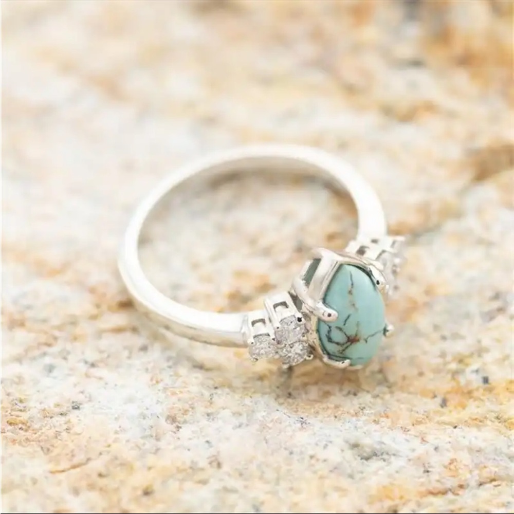 New 3pcs/set  Turquoise   Exquisite Moissanite Anniversary Party Ring - Picture 14 of 16